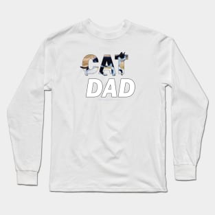 CAT DAD - black and white cat oil painting word art Long Sleeve T-Shirt